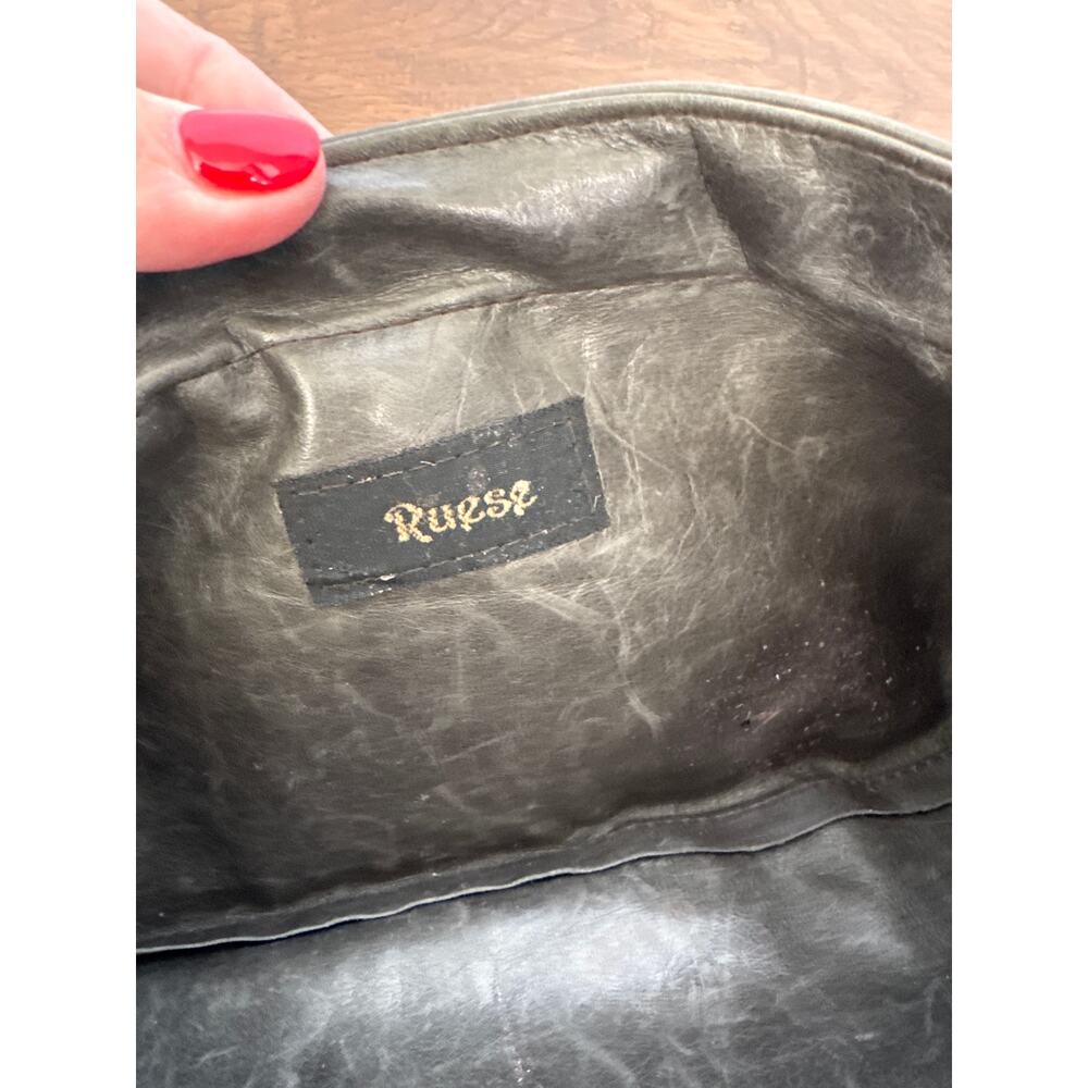Ruese Vintage Leather Gray Clutch Handbag Rectangular - Picture 3 of 6